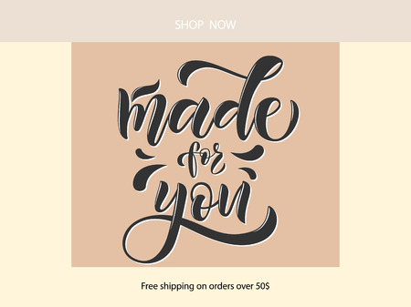 Vector illustration of lettering poster, logotype, text for clothes shop, catalog, collection, ad, special offer, accessories web site, item page. Banner for homepage, email, print, element of designのイラスト素材