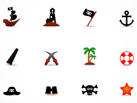 Pirate icons color set のイラスト素材