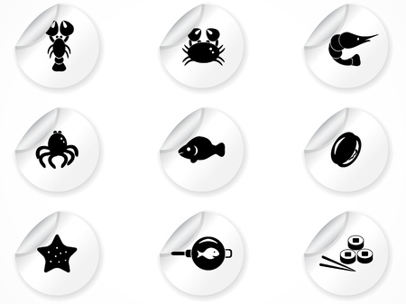 Set of stickers with iconsのイラスト素材