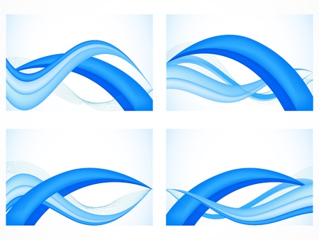 blue abstract banners with wavesのイラスト素材