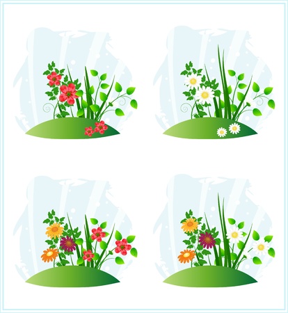 Nature scenes with flowersのイラスト素材