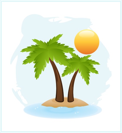 tropical palm on exotic islandのイラスト素材