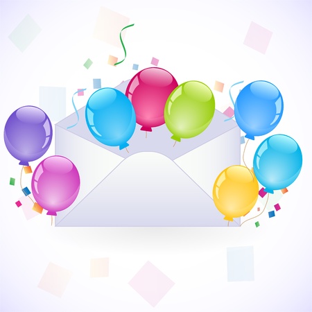 party invitation with coloful balloonsのイラスト素材