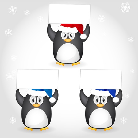 christmas with santa hat penguinのイラスト素材