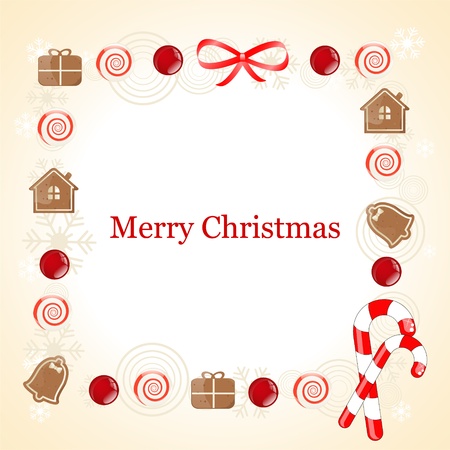 christmas frame with gingerbread cookieのイラスト素材