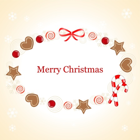 christmas frame with gingerbread cookieのイラスト素材