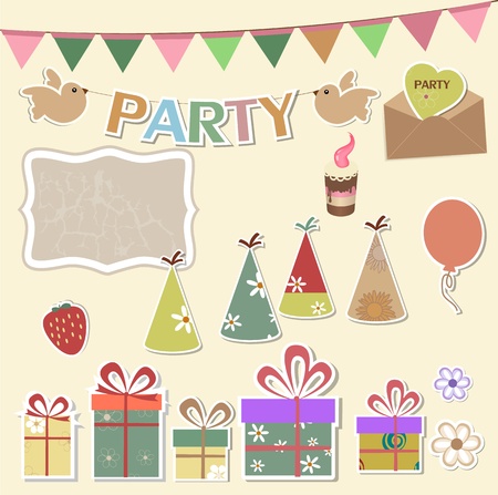 Color party design elements for scrapbookのイラスト素材