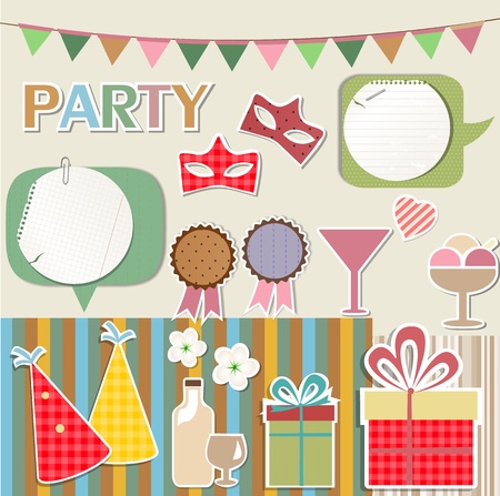 Party design elements for scrapbookのイラスト素材