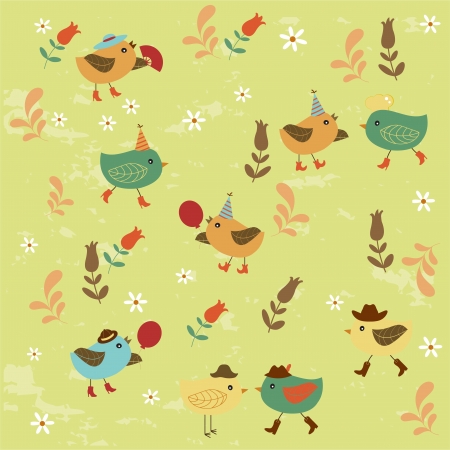 Birds seamless patternのイラスト素材