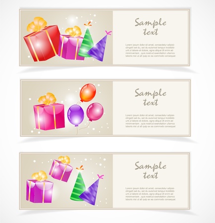 Banners with gift boxesのイラスト素材