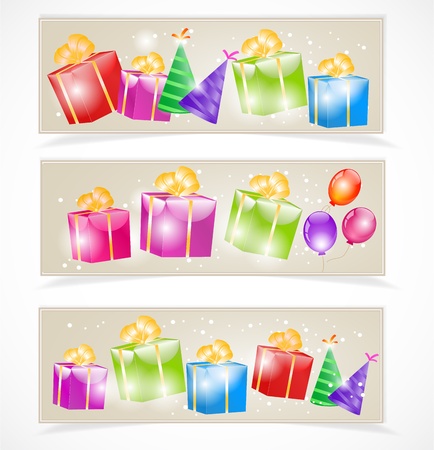 Banners with gift boxesのイラスト素材