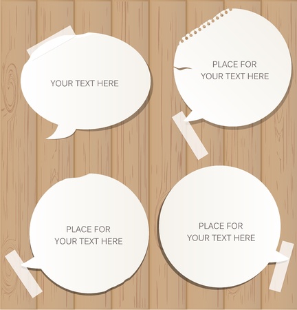Wooden background with speech bubblesのイラスト素材