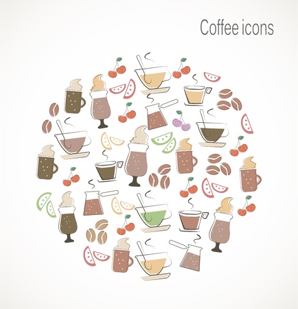 Coffee iconsのイラスト素材