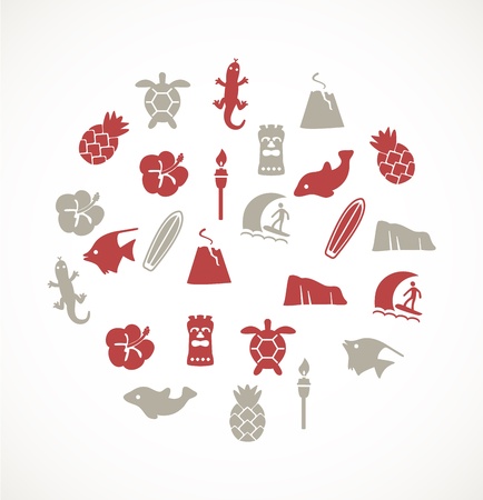 Hawaii iconsのイラスト素材