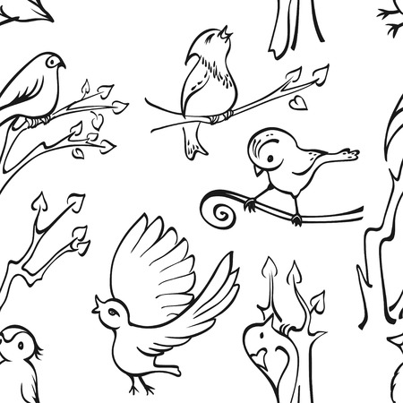 Seamless pattern birds on a pink backgroundのイラスト素材