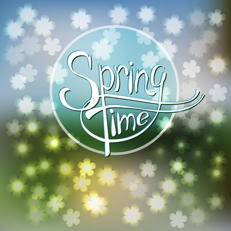 Springtime blurred vector background with flowersのイラスト素材