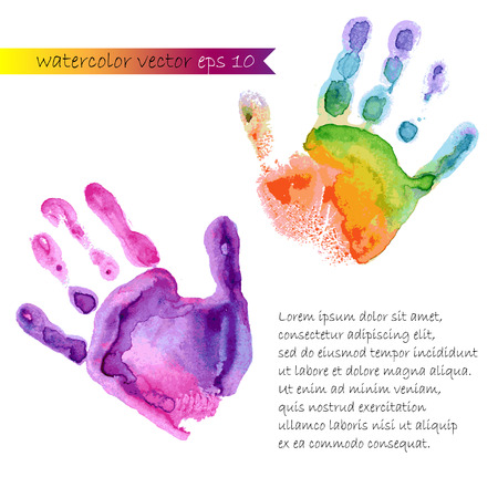 watercolor prints of two hands vectorのイラスト素材