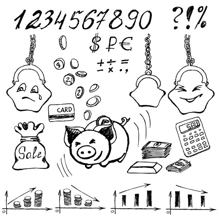 Money scribbles on a white backgroundのイラスト素材