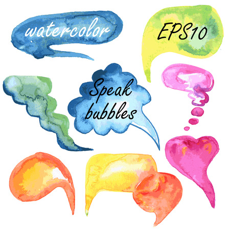 Set of colored speak bubbles watercolorのイラスト素材