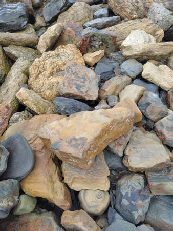 Texture wet large stones, vertical background.の写真素材