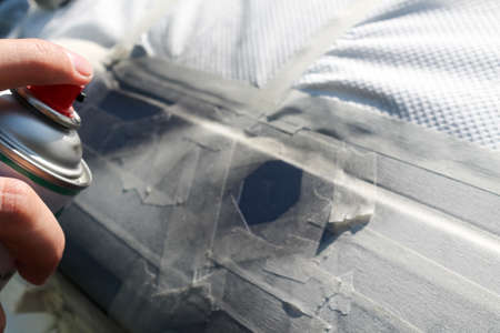 Body repair of the car with their own hands. Step 5. Painting.の写真素材