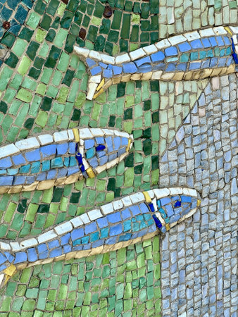 Mosaic Fish Tile Painting. High quality photoの写真素材
