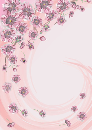 branches of pink spring flowers with swirls vector illustrationのイラスト素材