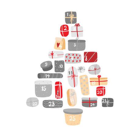 advent calendar in christmas tree shapeのイラスト素材