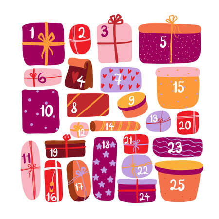 advent calendar on the white backgroundのイラスト素材