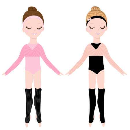 Two little ballerinas in tracksuitsのイラスト素材