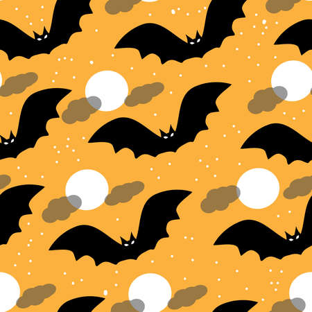 Bats halloween seamless color patternのイラスト素材