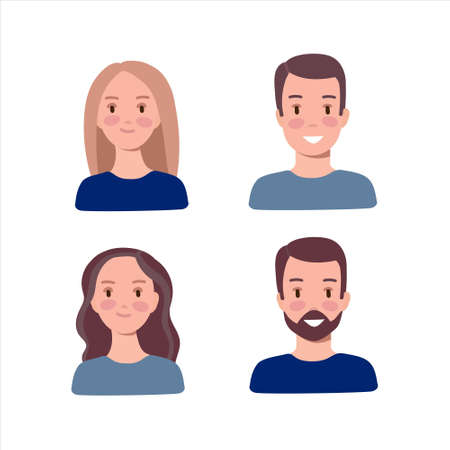 portrait of people on the white backgroundのイラスト素材