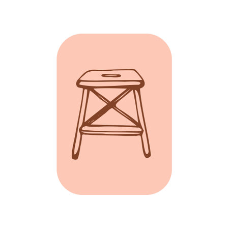 hand drawn stool on the white backgroundのイラスト素材