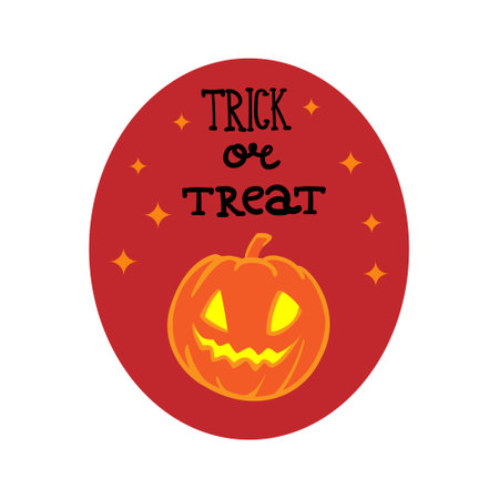 words trick or treat with halloween pumpkin in oval frameのイラスト素材