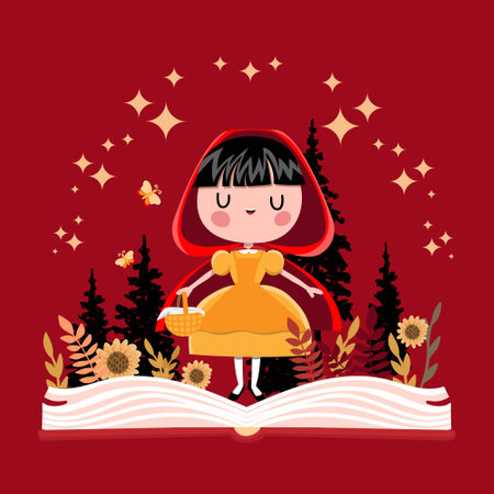 Little Red Riding Hood in the opened bookのイラスト素材
