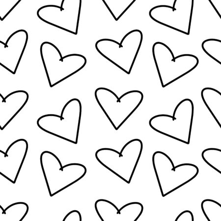 Hand drawn hearts vector seamless pattern