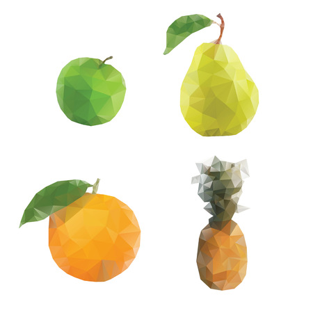 Polygonal fruits isolatedのイラスト素材