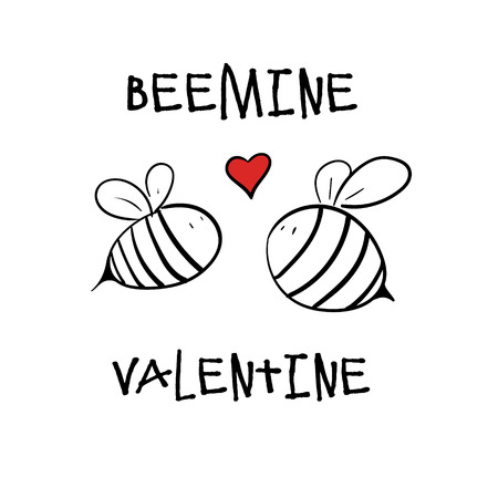 Happy valentines day card. Bees concept isolatedのイラスト素材