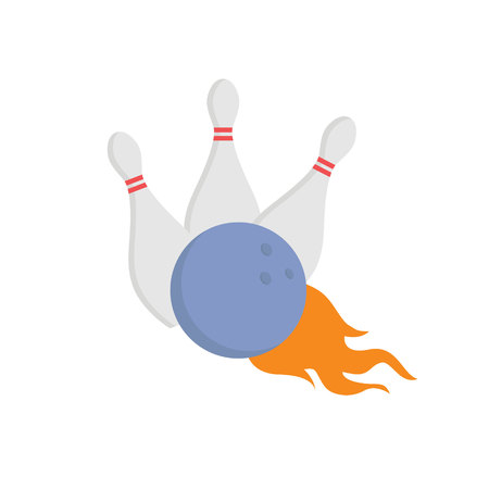 Bowling concept. Ball on fire isolated. Strikeのイラスト素材