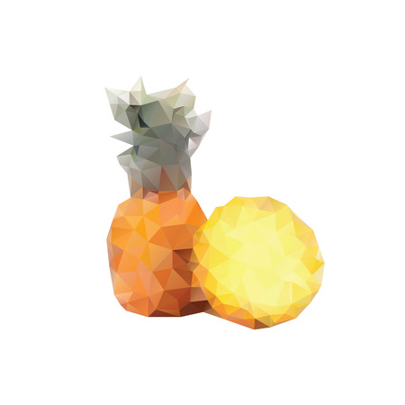 Polygonal pinapple isolated. Low poly style fruitのイラスト素材