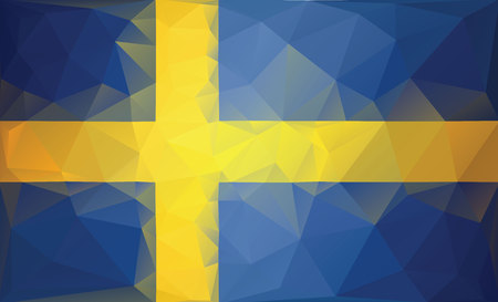 Sweden flag background. Low poly style. Trianglesのイラスト素材