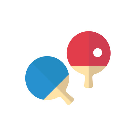 Ping pong isolated flat design. Blue and red rackets with ballのイラスト素材