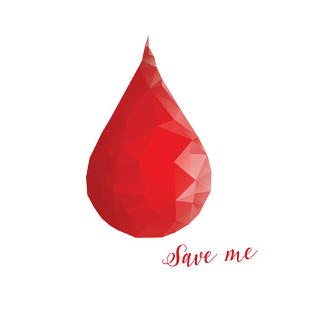 Donation concept. Blood drop in low poly styleのイラスト素材