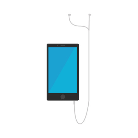 Black smart phone with headphones flat design isolated digital telephoneのイラスト素材