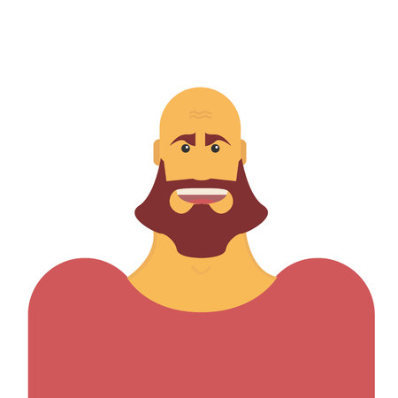 Strong bold man in flat design isolatedのイラスト素材