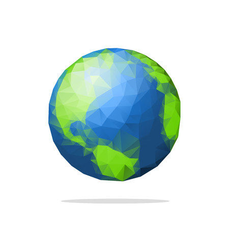 Low poly earth globe with shadowのイラスト素材