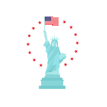 Usa Independence day concept. Statue of liberty with flag isolatedのイラスト素材