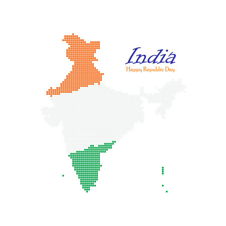 India dotted map. Independence day. Map silhouette isolatedのイラスト素材