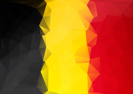 Belgium flag low poly style. Yellow red blackのイラスト素材