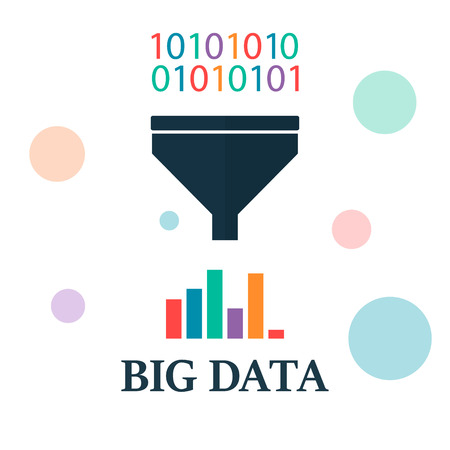 Big data analitics. Filter data. Processing find pattern technology. Information structureのイラスト素材